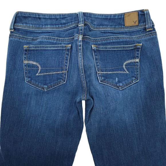 American Eagle Jeans Slim Boot Distressed Women Size 6 Stretch LowRise Dark Wash - Picture 12 of 12